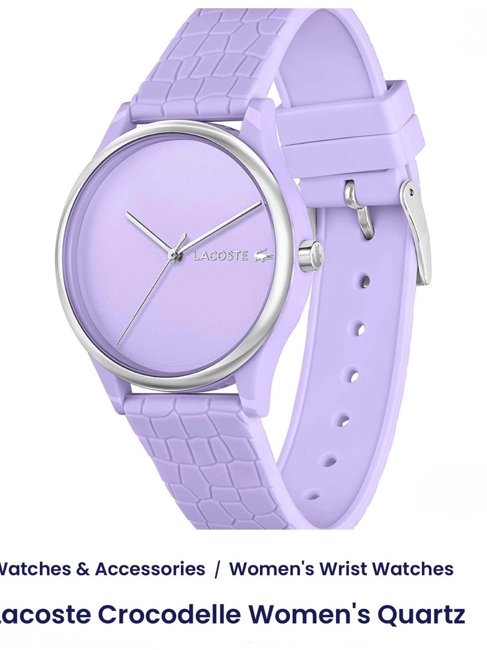 Lacoste Lavender Silicone Crocodile-Textured Women's Watch